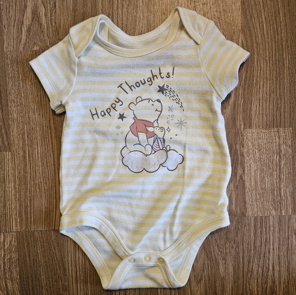 Disney Yellow and White Striped Winnie The Pooh Bodysuit